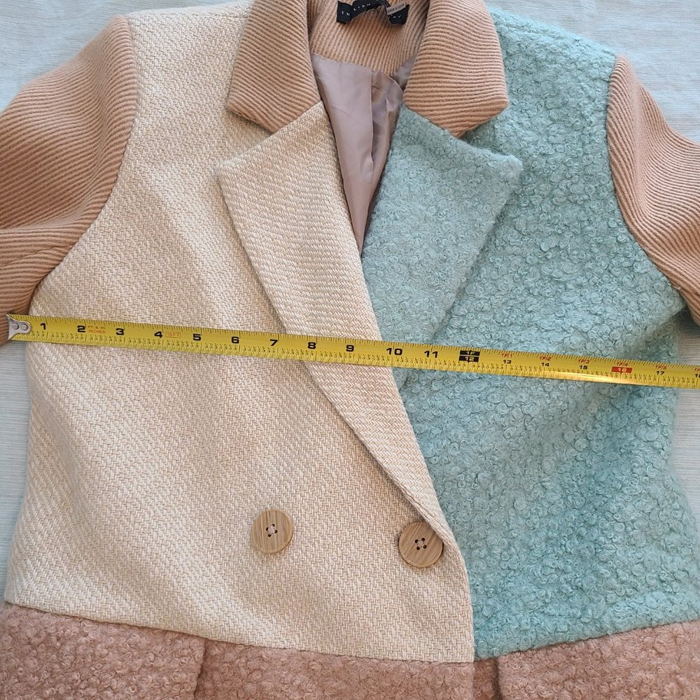 English Factory Turquoise and Tan Full Length Coat - Picture 16 of 16
